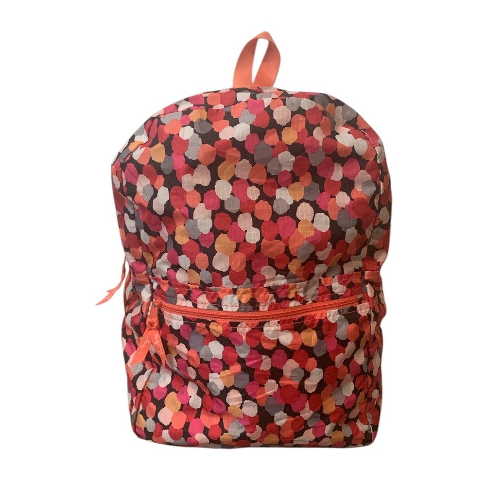 Vera Bradley lighten up backpack po‎ knorange circles lightweight travel school